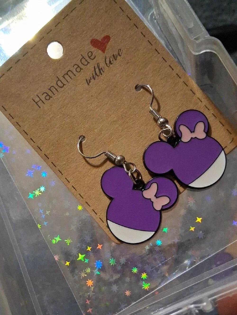 $8 Each Or Bundle 5/$20 Handmade Purple Minnie-Style Kids Earrings